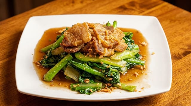 Chinese Broccoli with Crispy Pork.